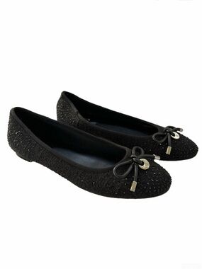 Bandolino Payly Black Size 8 Flats Almond Toe Slip On Ballet Rhinestone